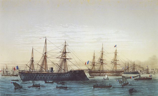 Le Magenta lors d'une visite de Napoléon III à Brest.